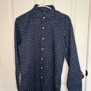 Polo by Ralph Lauren Men's Dark Blue Patterned Shirt
